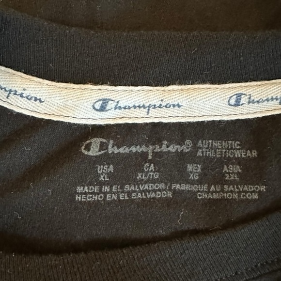 Champion Logo Black Tee Shirt - Size XL - Picture 8 of 8